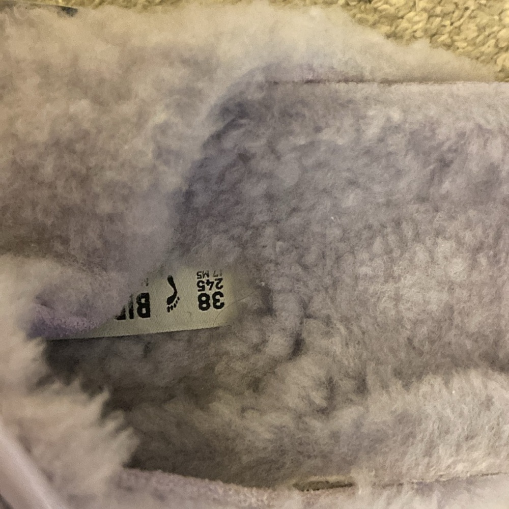 Birkenstock Teddy Sherpa Arizona Sandals Sz 38 Purple Cozy - Picture 5 of 6